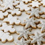 Christmas snowflake and gingerbread men cookies covered in royal icing