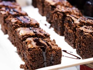 Double Chocolate Brownies on a white plate
